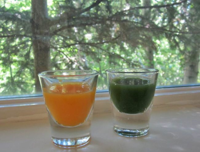 Carrot Juice and Spinach Juice